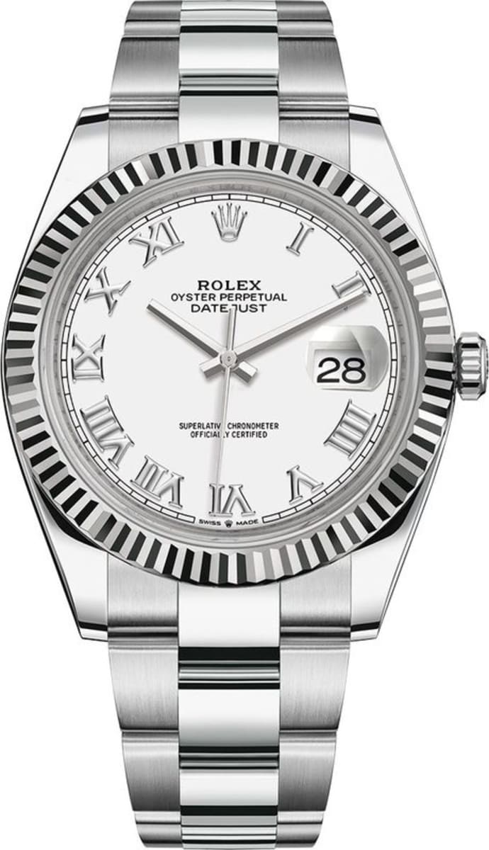 transmission periskop Awaken Rolex Datejust 41 Stainless Steel White Roman Dial Men's Watch M126334-0023
