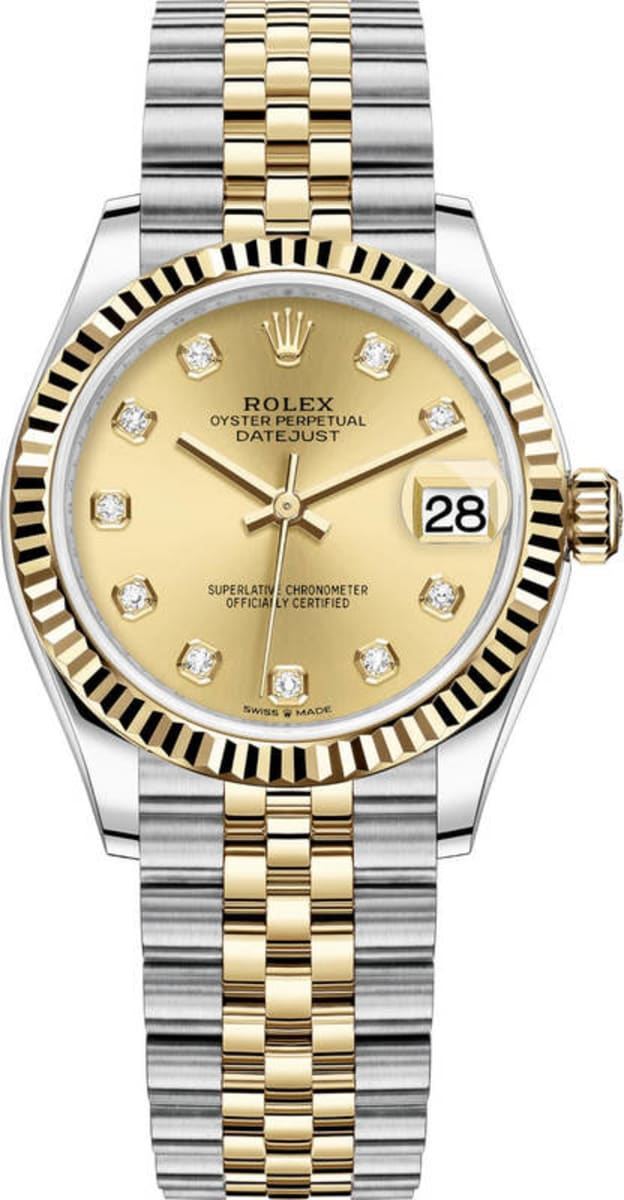 Rolex Datejust 31, Oystersteel, 18kt Yellow Gold and diamonds, Ref# 27 –  Affordable Swiss Watches Inc.