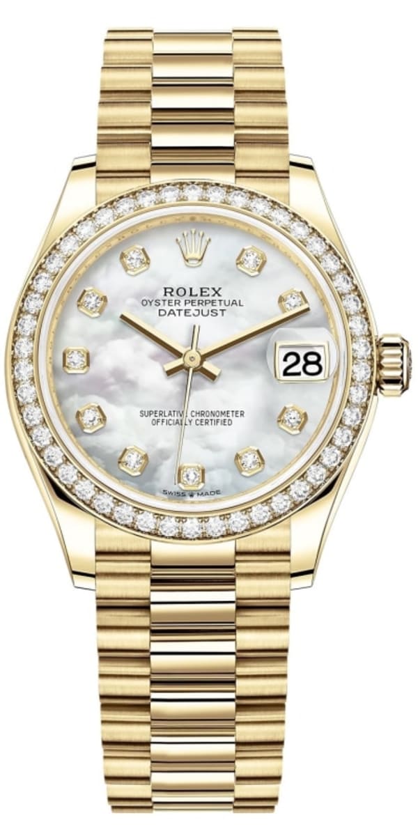 Rolex Datejust Oyster, 31 mm, yellow gold and diamonds, M278288RBR-0006