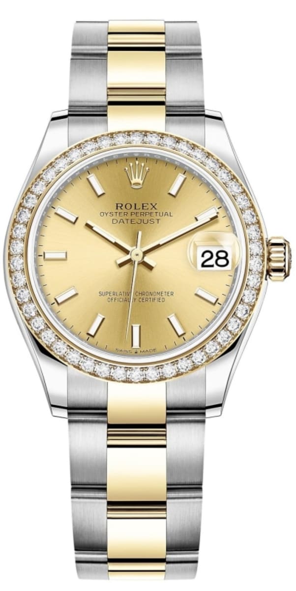 Rolex Datejust 31 Champagne Dial Diamond Bezel Watch