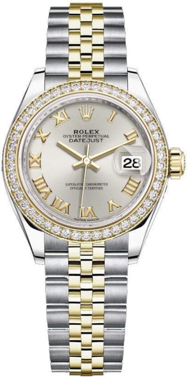 Rolex Lady-Datejust 28 Silver Dial Automatic Ladies Steel and 18kt Yellow Gold Jubilee Watch 279383SRJ