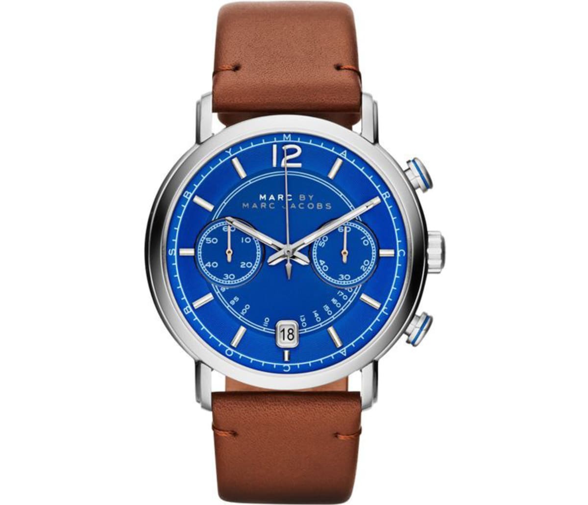 Marc By Marc Jacobs Fergus Blue Chronograph Dial Camel Leather