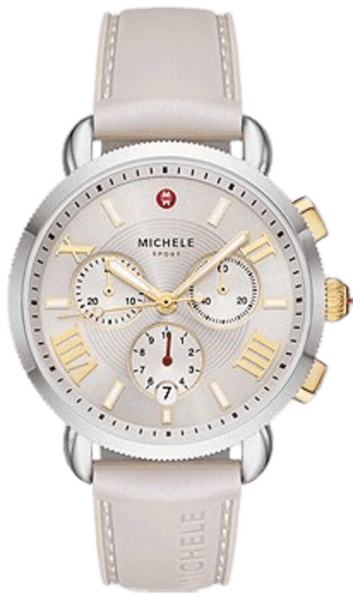 Michele Gold and Cream Watch NEW✓MICHELE UPTOWN GOLD TONE 28 DIAMONDS CHRONOGRAPH  main image 4