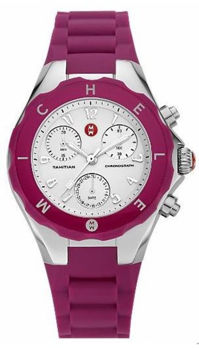 Michele Women\'s Watch with Red and Purple Straps MICHELE Watches Deco Sport Chrono Two-Tone (36mm) - Speidel main image 4