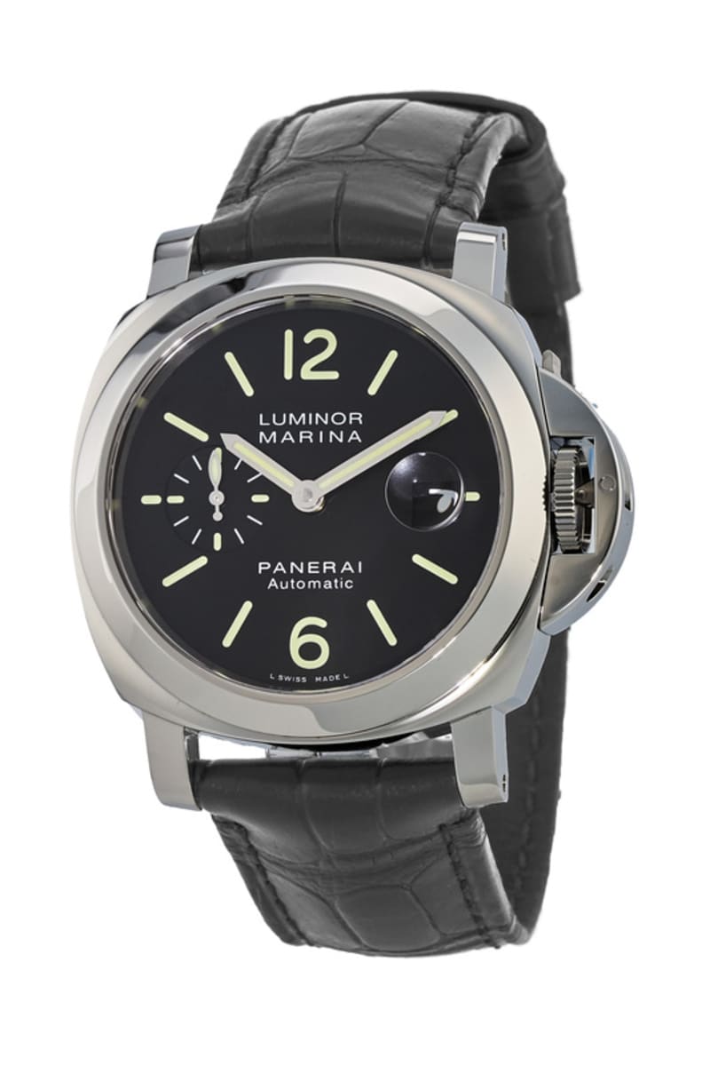 Panerai Luminor Marina Automatic Black Dial Leather Strap Men's Watch ...