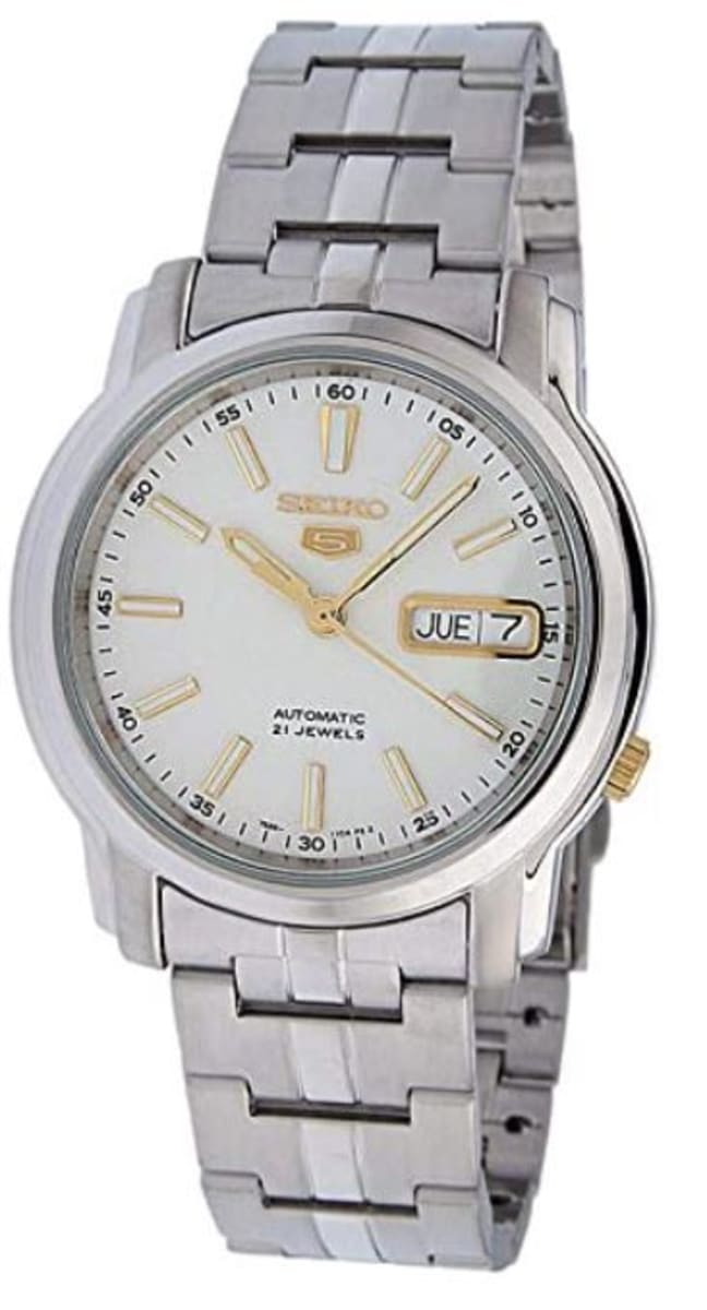 Seiko 5 White Dial Steel Men's Watch SNKL77K1 | WatchMaxx.com