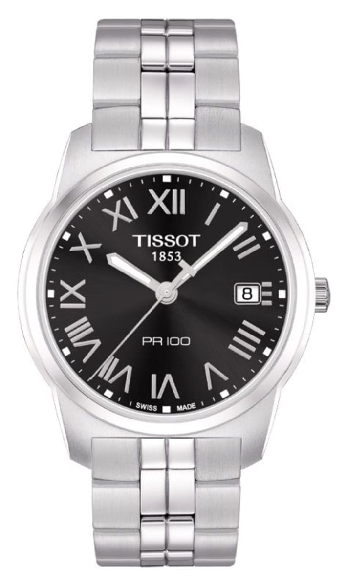 Orologio Tissot Classic Dream Uomo 38mm, Acciaio Inox E Quadrante Nero Con Numeri Romani, Movimento Svizzero Al Quarzo