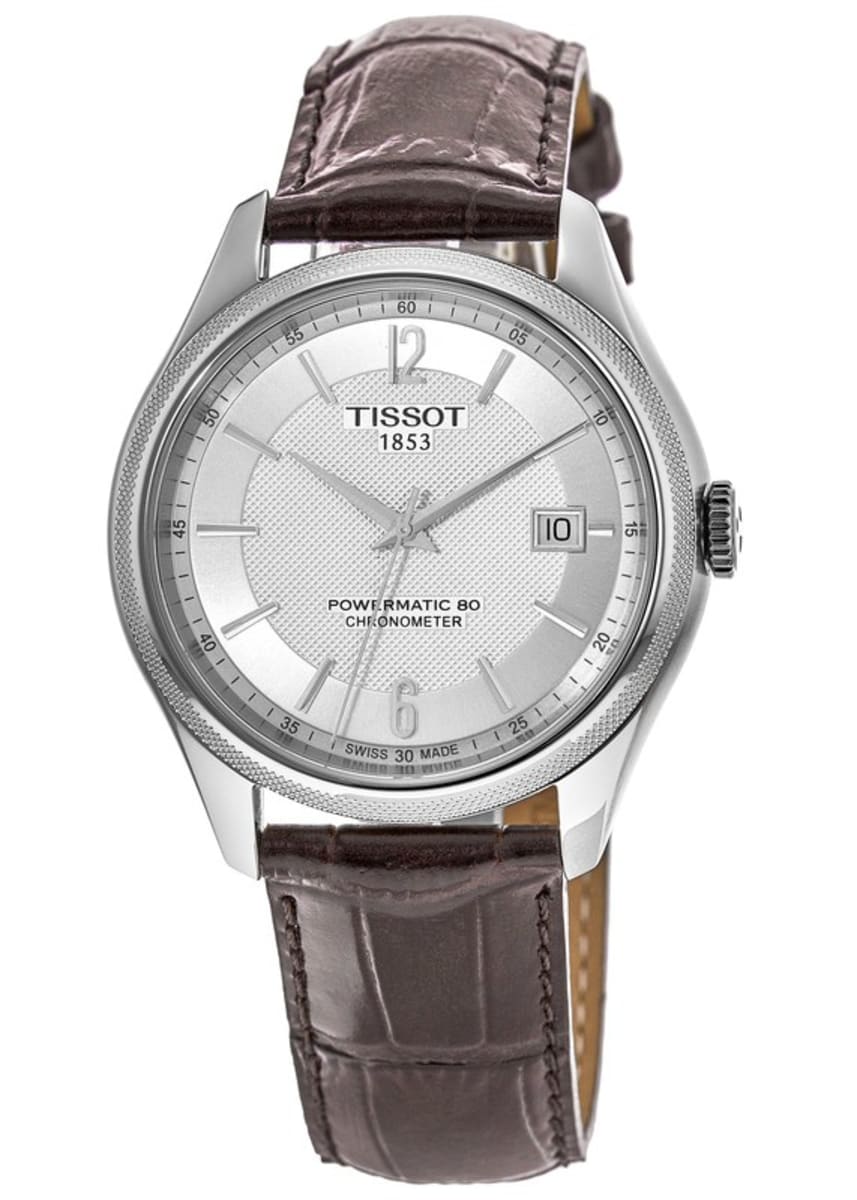 Tissot Ballade Automatic Silver Dial Brown Leather Strap Men's