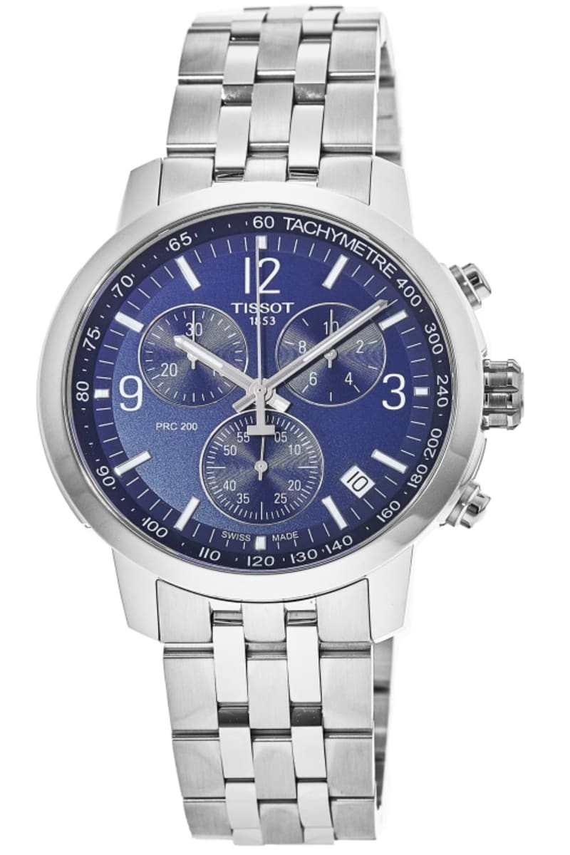 Tissot PRC 200 Quartz Chronograph Blue Dial Steel Men's Watch T114.417 ...