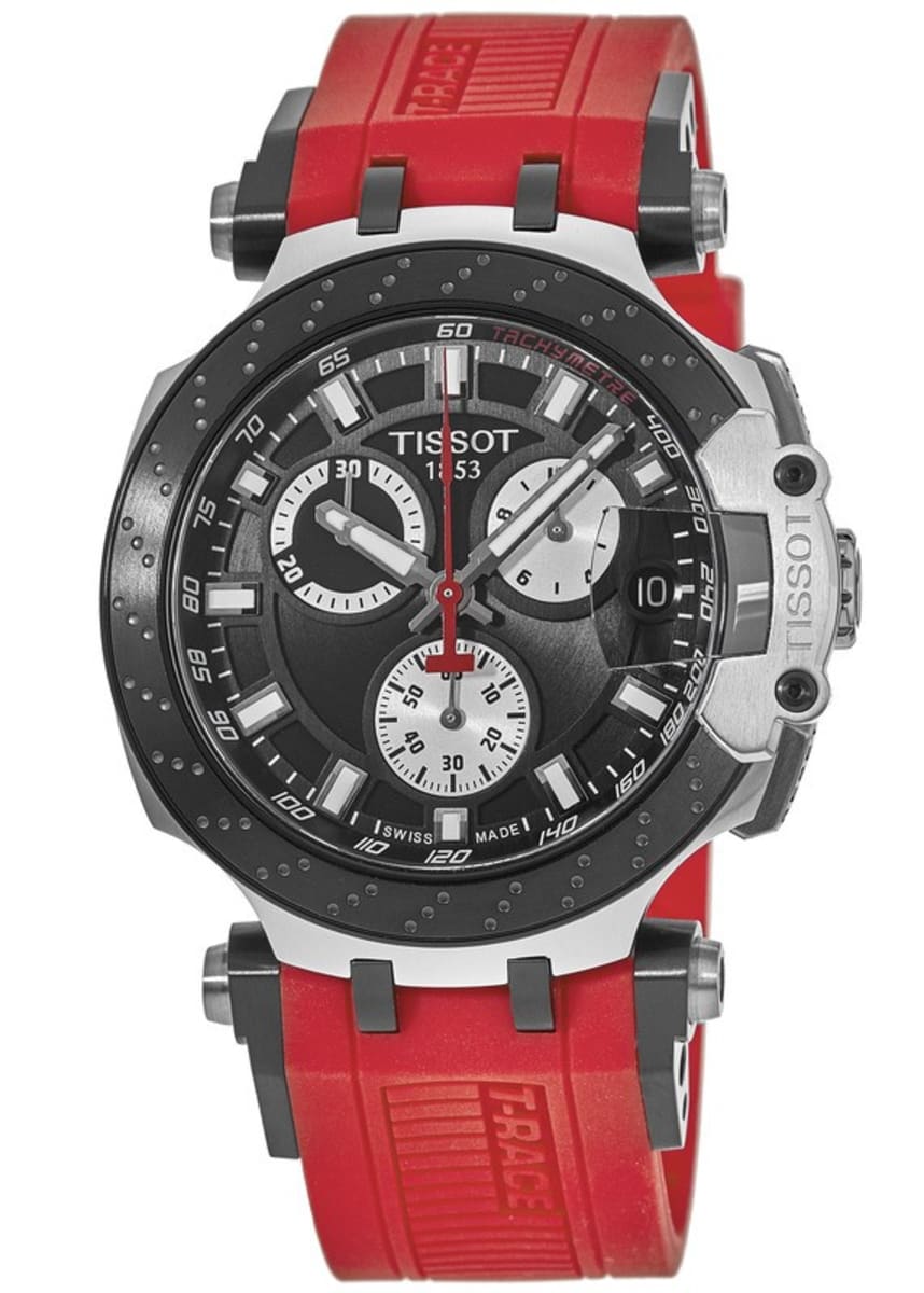 Tissot T Race Chronograph Black Dial Red Rubber Strap Men S Watch T115 417 27 051 00