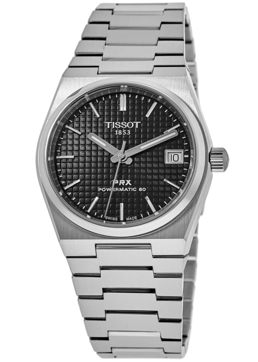 ティソ TISSOT PRX 35mm Powermatic 80 ブラック Tissot PRX Powermatic 80 Black Dial Black Rubber Strap Watch