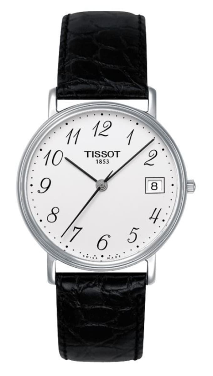Tissot T Classic Desire White Dial Black Leather Strap Watch For Men - T52.1.421.12
