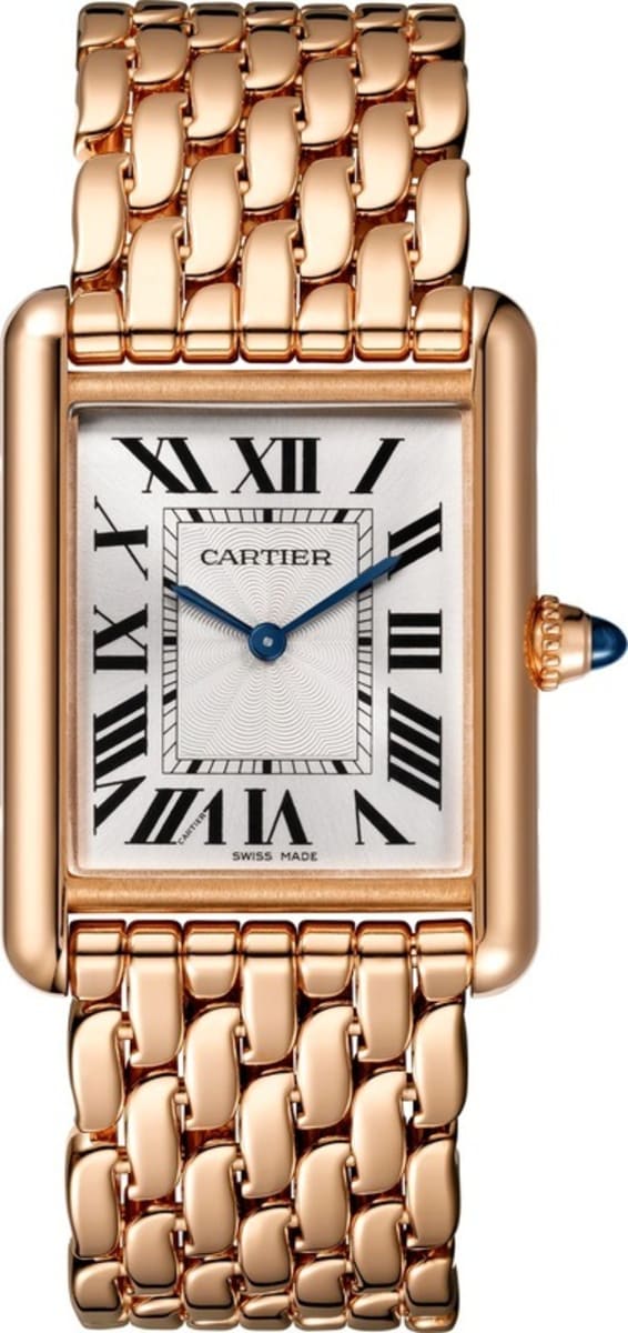 Cartier Silver 18k Rose Gold Tank Louis WGTA0024 Women's Wristwatch 21 mm  Cartier