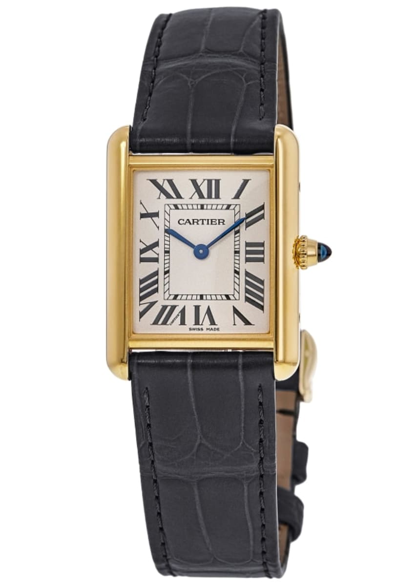 Cartier Tank Louis Large Silver Dial Yellow Gold Leather Strap