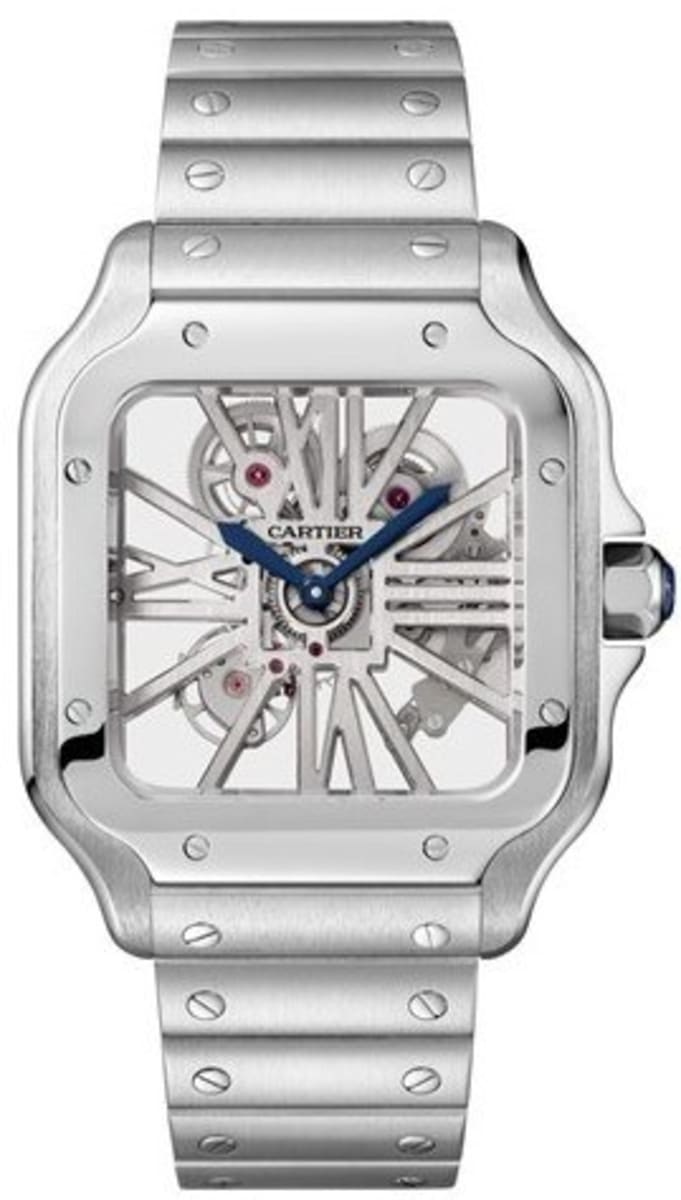 Cartier Santos De Cartier Skeleton Dial Steel Men S Watch Whsa0007 Watchmaxx Com