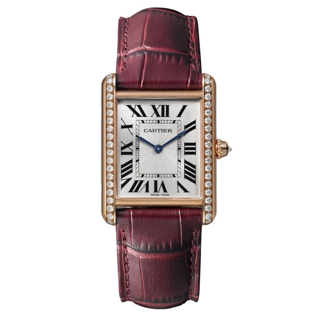 cartier diamond leather watch