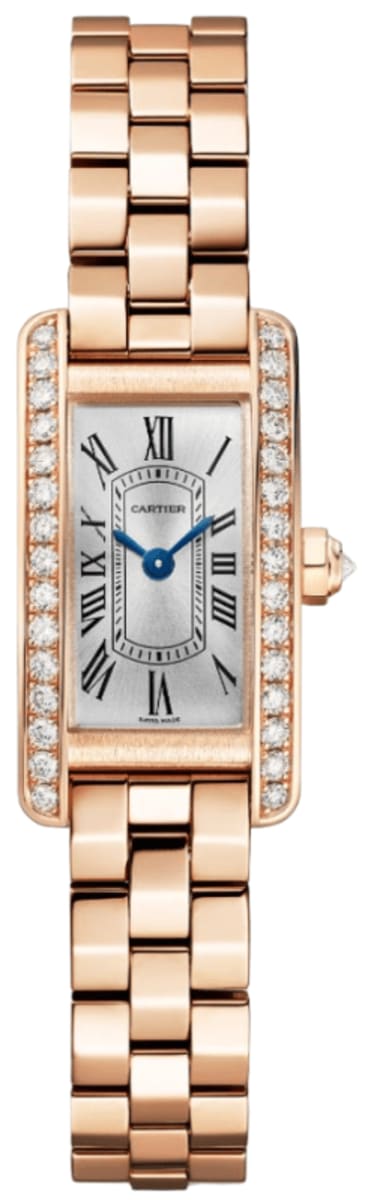 Cartier Tank Americaine Mini Quartz Silver Dial Diamond 18K Rose