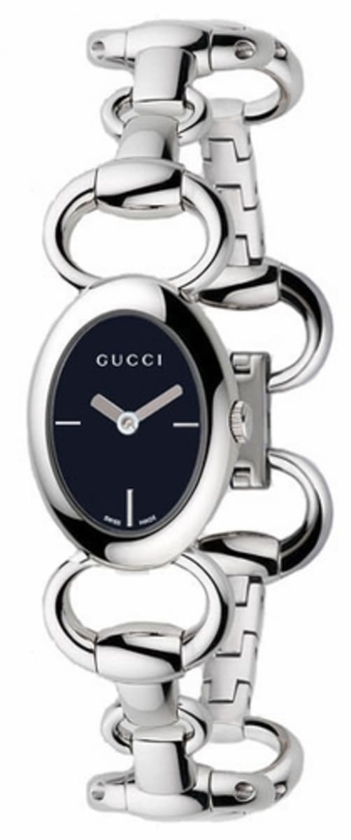 Guccissima Steel Black Oval Dial Ladies Watch GUCCI 2400L Black Oval Dial Stainless Steel Ladies Bangle  main image 2