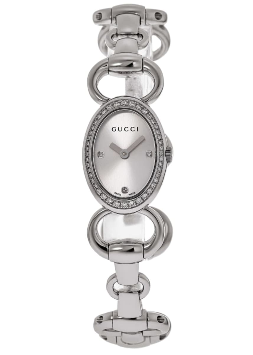 Gucci Tornabuoni Silver Dial 44 Diamonds Steel Bangle Bracelet 