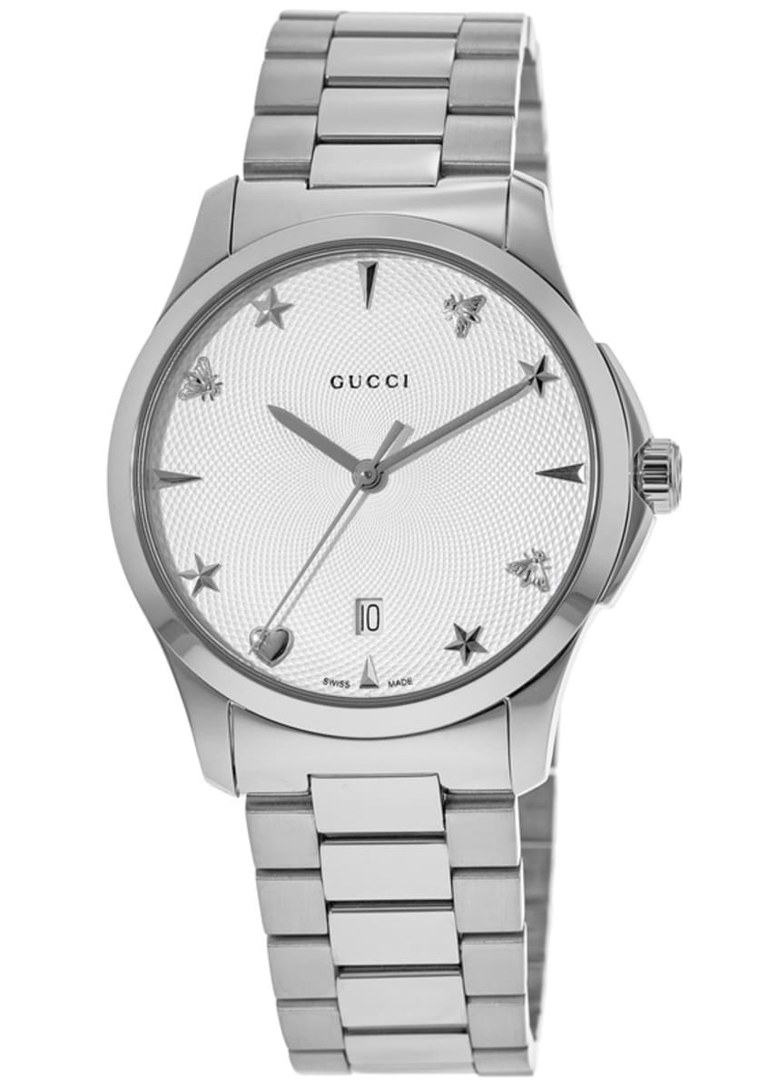 Gucci G-Timeless Silver Dial Stainless Steel Women's Watch YA1264028