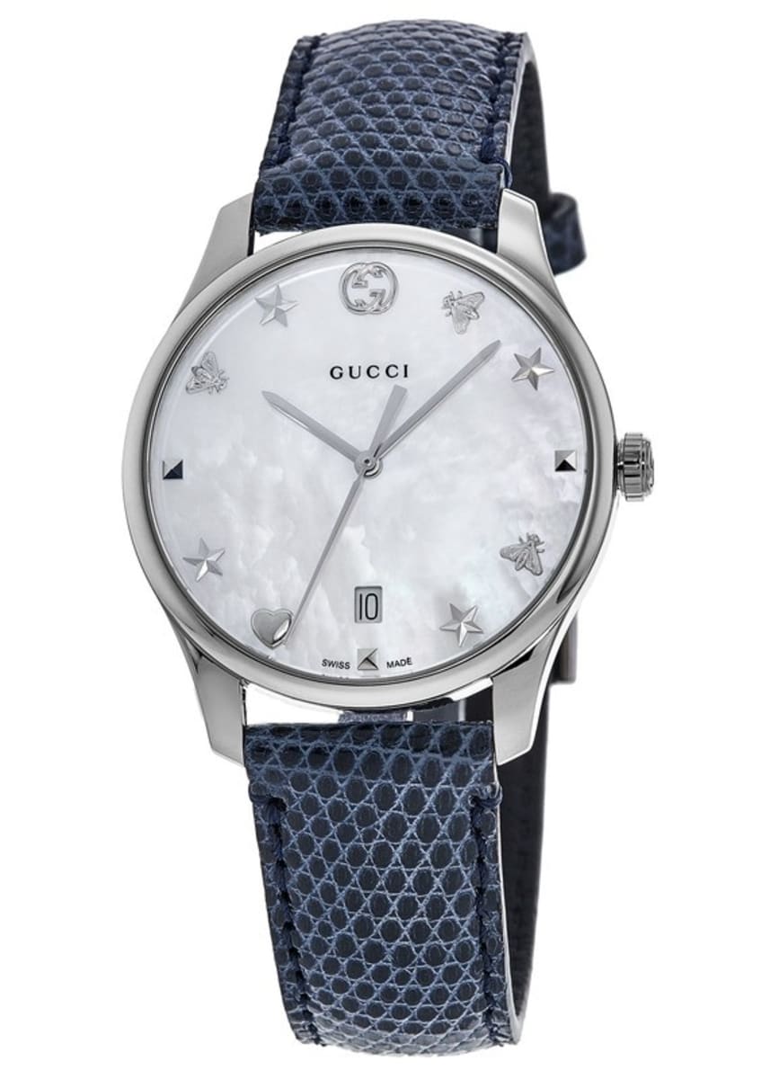 Gucci G-Timeless Signature Mother of Pearl Star Dial Blue Women's Watch ...