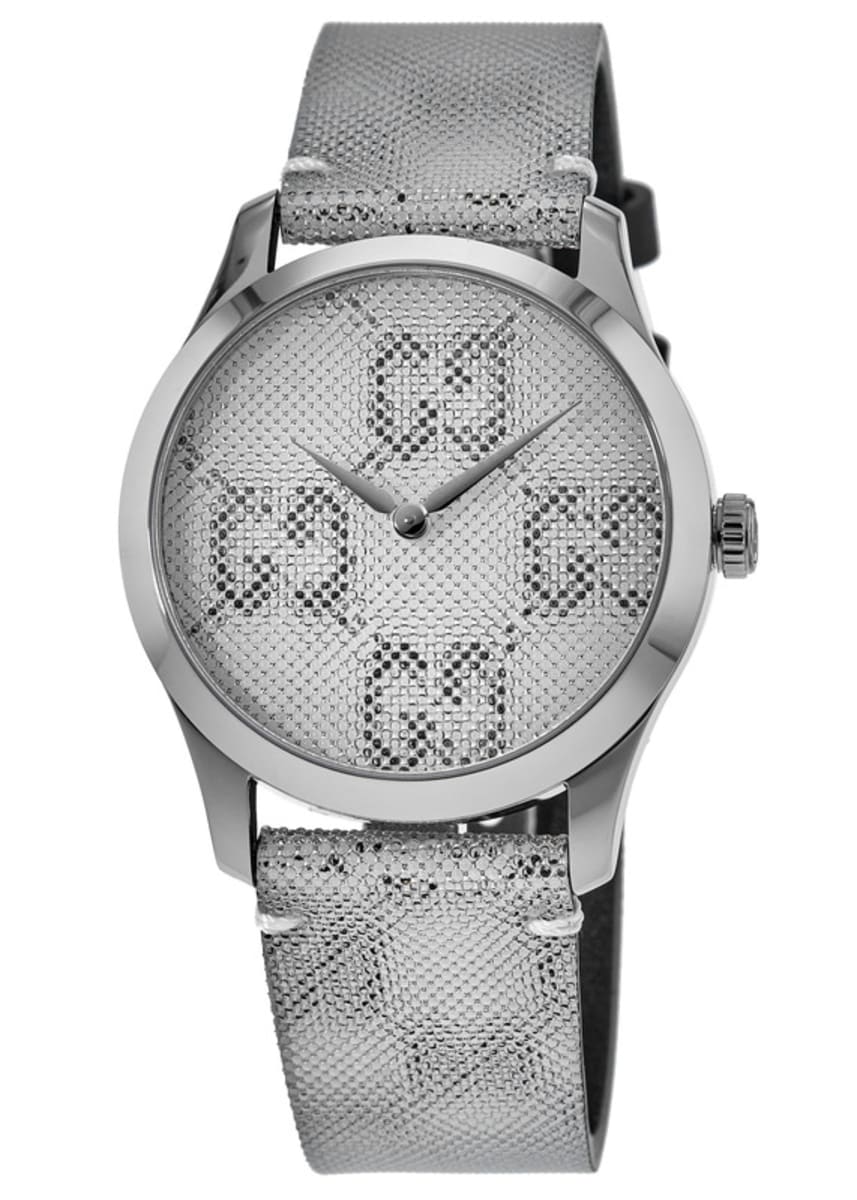 Gucci G-Timeless GG Motif Hologram Leather Strap Women's Watch YA1264058