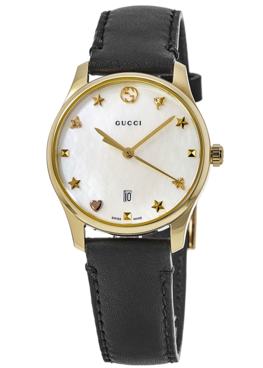 GUCCI G-Timeless Black Mother of Pearl Dial Women's Watch YA1264086, Fast  & Free US Shipping