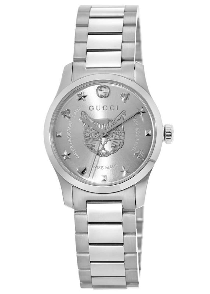 Gucci G-Timeless Silver Dial Stainless Steel Women's Watch YA126595