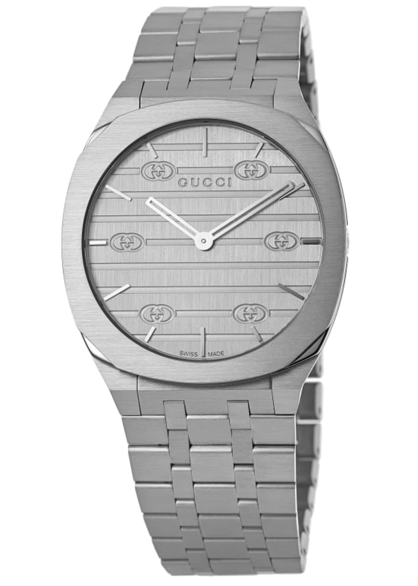 Gucci 25H 34mm Silver Dial Steel Women's Watch YA163402