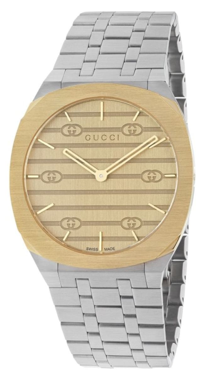 Gucci 25H Golden Dial Steel Women's Watch YA163403 | WatchMaxx.com