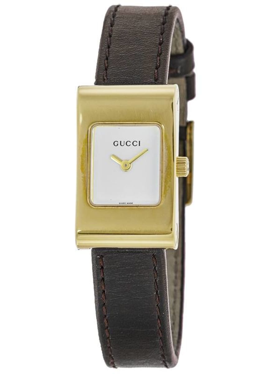 Gucci 2300L Yellow Gold Tone Black Strap Women's Watch YA2300LG