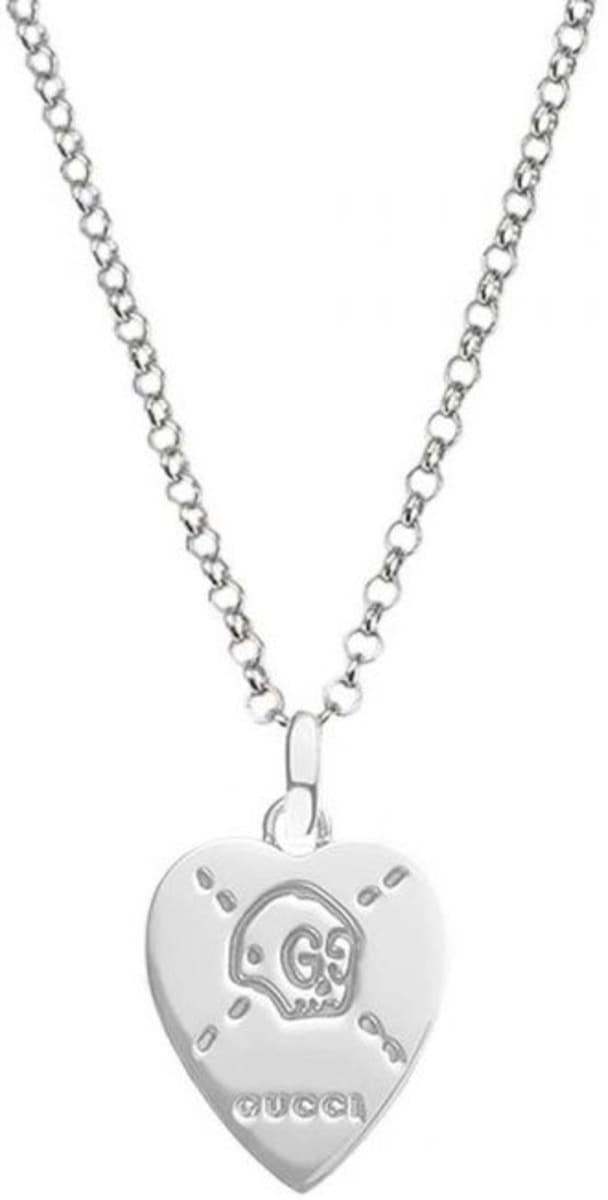 Gucci Ghost 50cm Sterling Silver Heart Pendant Men's Necklace YBB45554000100U