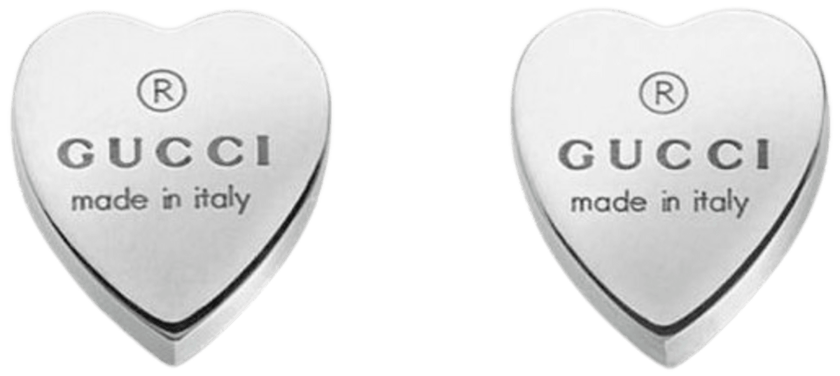 ユリアン Gucci Trademark Sterling Silver Heart Stud Women's Earrings