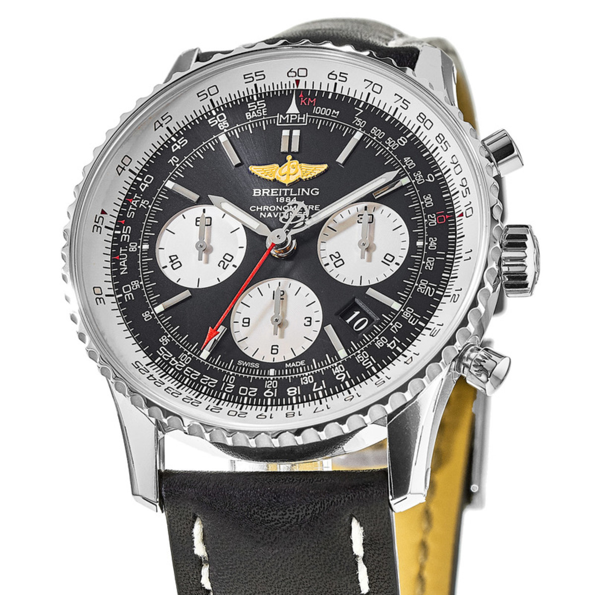 Breitling Navitimer 01 (43mm) Black Chronograph Dial Leather Calf Strap ...