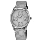 Gucci G-Timeless Silver Dial Gold Tone Steel 36mm Women's Watch 