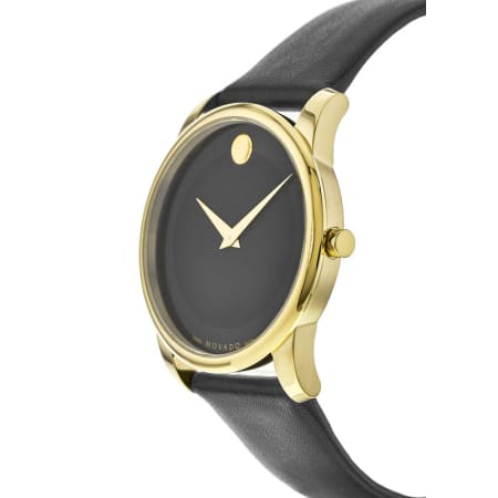 Movado Museum Gold Plated Black Dial Leather Strap Men's Watch 0606876
