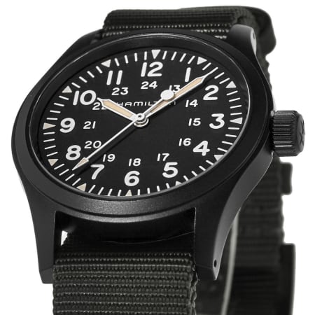 Hamilton Khaki Field Hand Wound Black Dial Grey Fabric Strap Men's ...