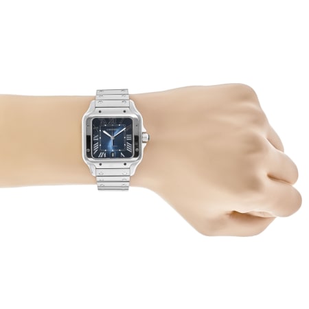 Cartier Santos De Cartier Large Blue Dial Stainless Steel Men's Watch ...