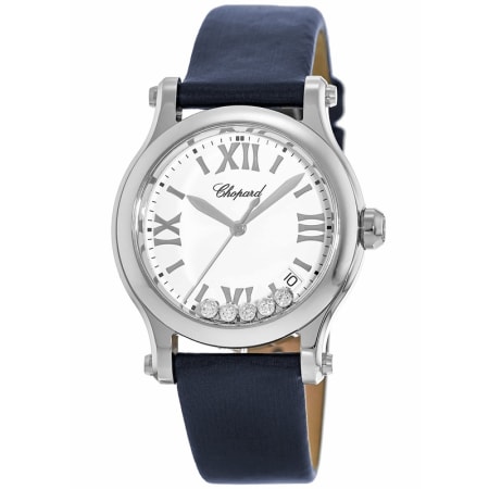 Chopard Happy Sport Medium 36mm Floating Diamond Blue Satin Strap Women ...