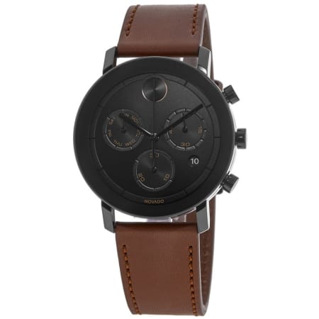 Movado Bold Evolution Black Dial Leather Strap Men's Watch 3600758