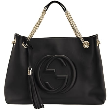 Gucci Black Pebbled Leather Medium Soho Chain Women's Tote Bag 536196 ...