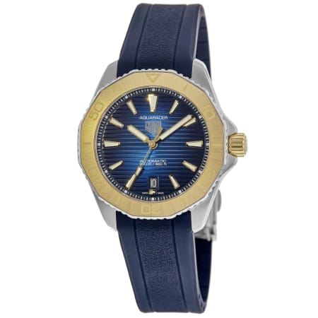 Tag Heuer Aquaracer Professional 200 Date Automatic Blue Dial Gold Bezel Rubber Strap Men's Watch WBP2150.FT6210