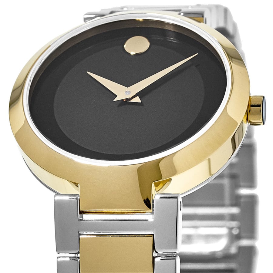 Movado Modern Classic Two Tone Steel Black Dial Womens Watch 0607102 