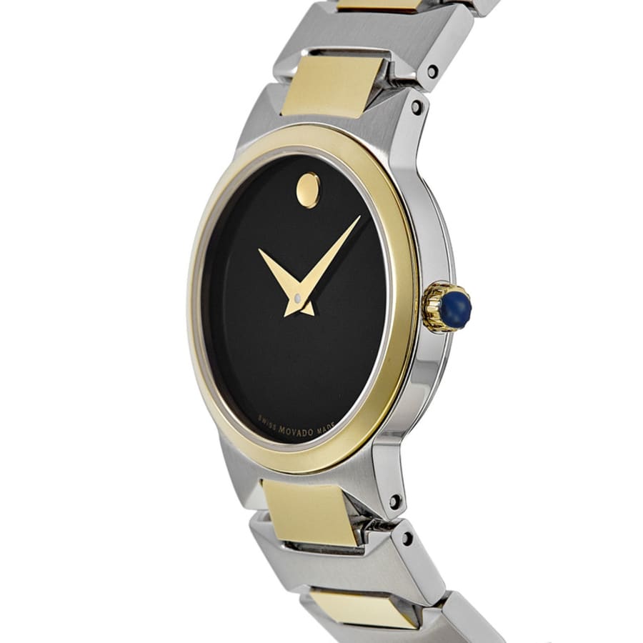 Movado Temo Black Dial Two Tone Steel Womens Watch 0607296 