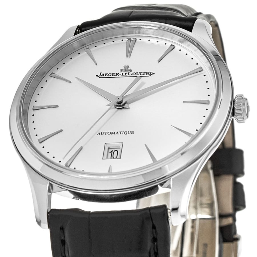 Jaeger LeCoultre Master Ultra Thin Silver Dial Black Leather Strap Men