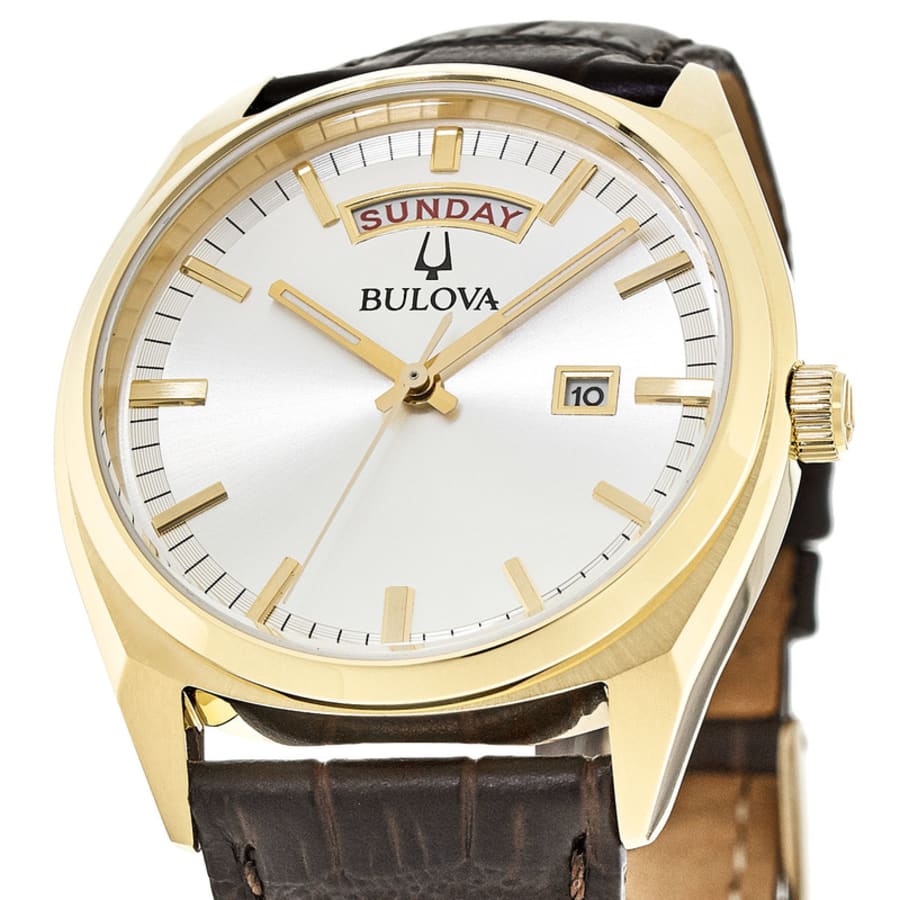 Bulova Classic Silver Dial Brown Leather Strap Men's Watch 97C106