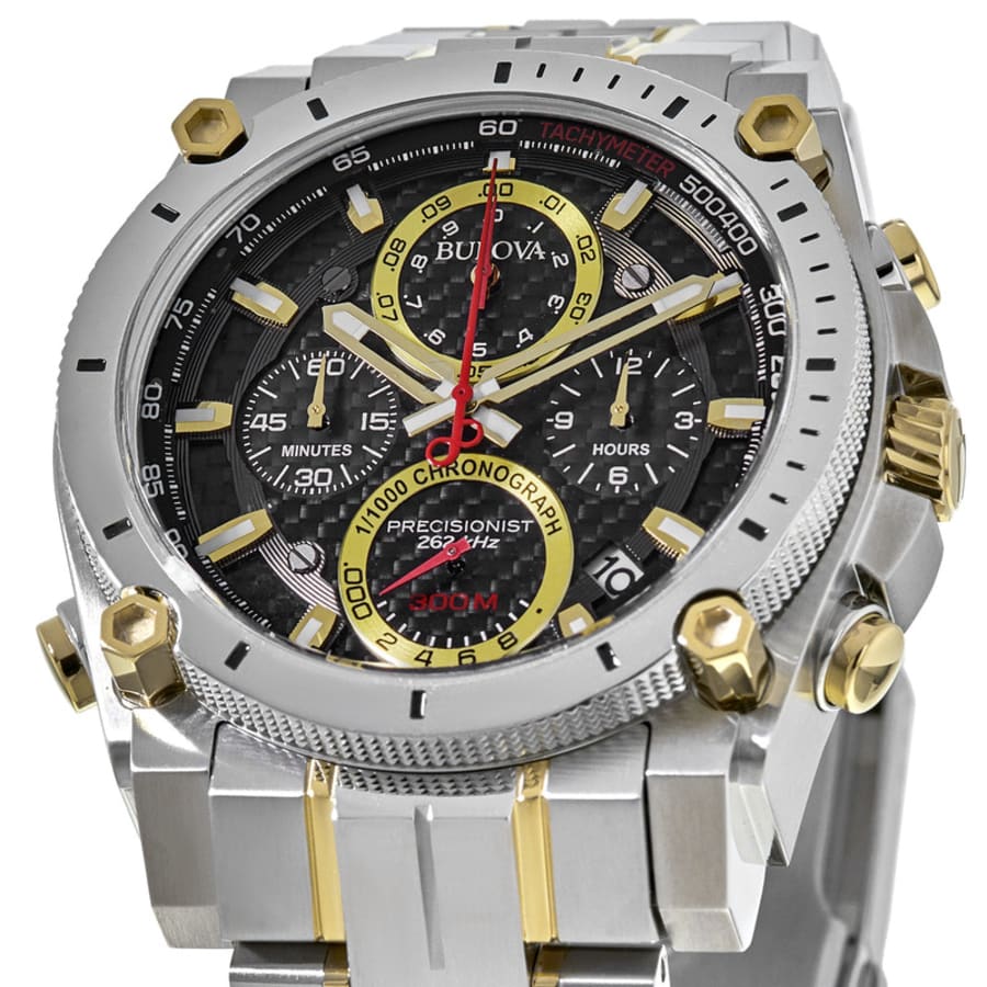 Bulova Precisionist Black Chronograph Dial Stainless Steel Men's Watch