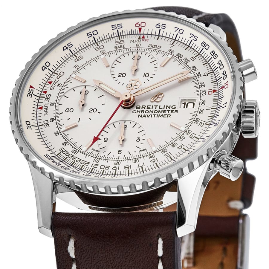Breitling Navitimer Chronograph 41 Silver Dial Leather Strap Men s Watch A13324121G1X1