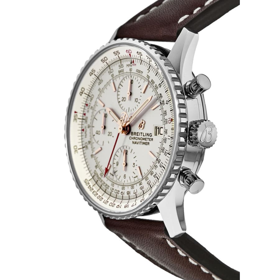 Breitling Navitimer Chronograph 41 Silver Dial Leather Strap Men s Watch A13324121G1X1