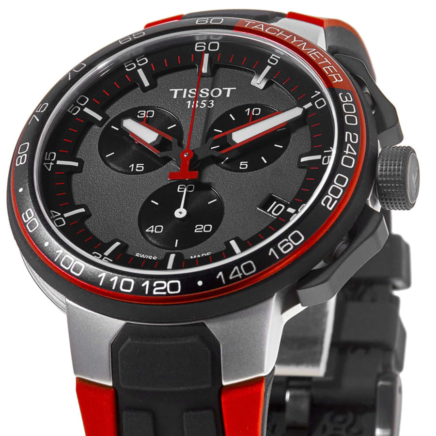 Tissot T Race Cycling Gunmetal Dial Red Silicone Strap Men S Watch T111 417 27 441 00